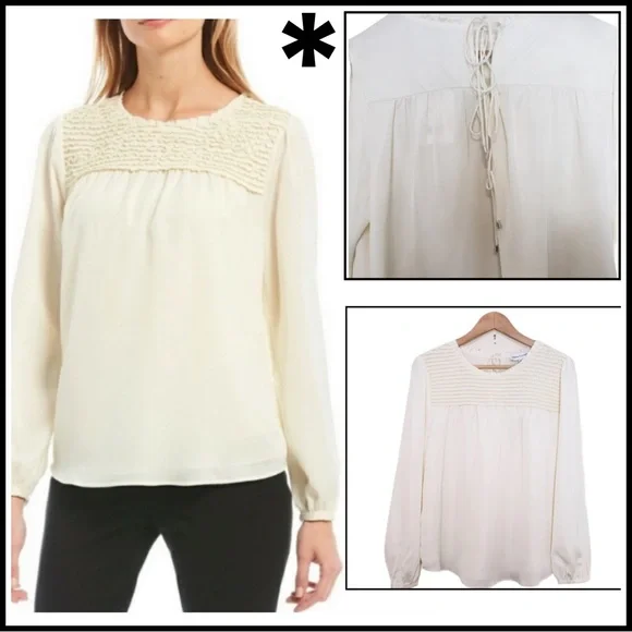 NWT GIBSON LATIMER CREAM/IVORY LONG SLEEVE BLOUSE Sz XL - Picture 6 of 11